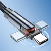 USB-A 3 az 1-ben kábel, Essager, EXCCXT-WX0G, USB-C/Lightning/Micro, 15W, 1m (szürke) - 0. kép