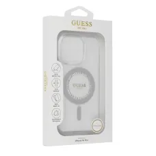 Original GUESS IML Strasszköves Magsafe tok GUHMP16XPFTDTEH iPhone 16 Pro Max fehér