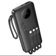 Borofone Power Bank 10000mAh BJ53 Power - Micro USB, USB, Type C és Lightning kábelekkel, fekete