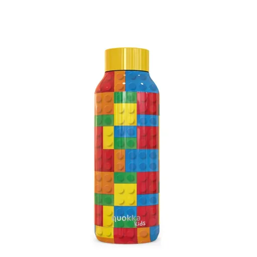 Quokka Solid Kids vákum szigetelt vizesüveg, rozsdamentes acél kulacs 510 ml color bricks