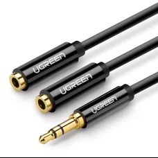 Ugreen AUX 3.5mm-es mini jack elosztó adapter kábel 25cm fekete (20816)