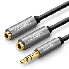 Ugreen AUX 3.5mm-es mini jack elosztó adapter kábel 20cm ezüst (10532)