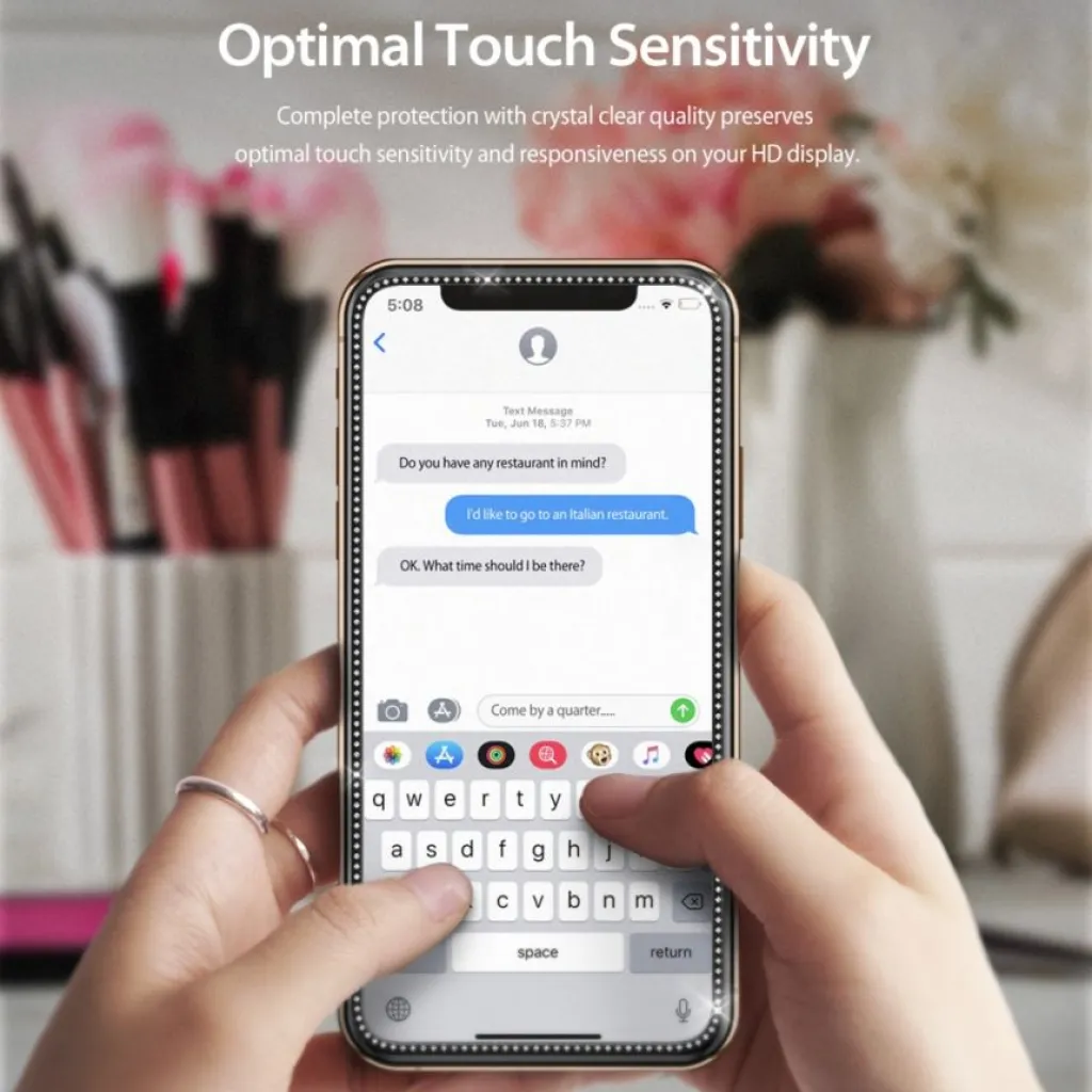 iPhone X/ XS / 11 Pro kijelzővédő üvególia fekete Ringke ID Diamond gyémánt kerettel - 7