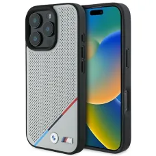 Eredeti BMW M Perforated Tricolor Line Magsafe BMHMP16L23PUPDG tok iPhone 16 Pro Grey