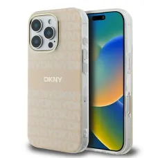 Eredeti DKNY tok ismétlődő textúra mintával és csíkkal DKHMP16XHRHSEP tok iPhone 16 Pro Max rózsaszín