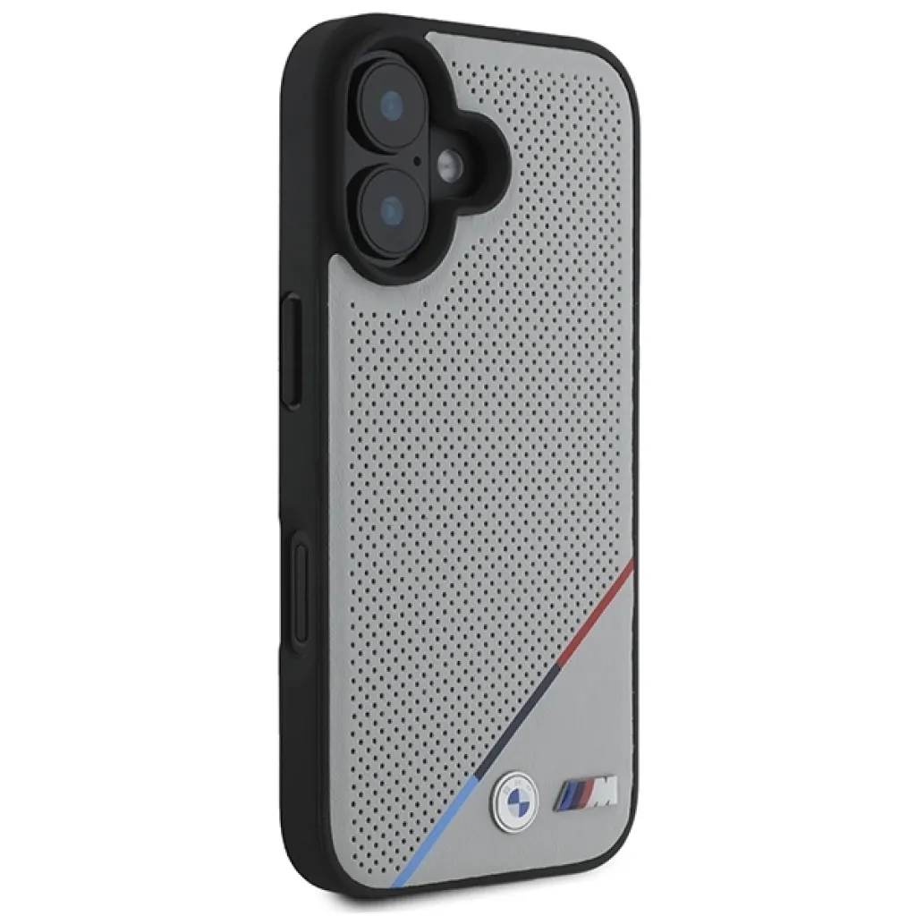  Apple iPhone 16 Szürke Eredeti BMW M perforált tricolor vonal MagSafe tok BMHMP16S23PUPDG - 4
