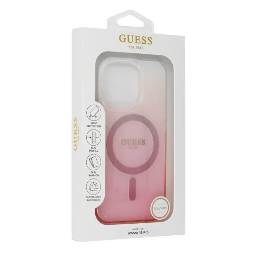 Eredeti GUESS IML Glitter Gradient Magsafe tok GUHMP16SHGRCELP iPhone 16 rózsaszín tok