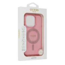 Eredeti GUESS IML Rhinestones Magsafe GUHMP16SPFTDTEP tok iPhone 16 rózsaszín