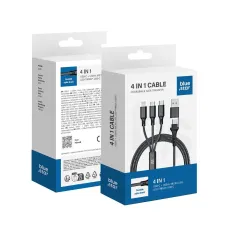 BLUE STAR kábel 4 az 1-ben Type C / USB A Micro USB / Lightning / Type C 2,4A 12W Cafule C172 1,2 m fekete