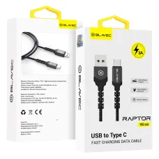 Blavec Raptor fonott - USB - Type C - 3A 1 méter (CRA-UC3BG10) fekete-szürke