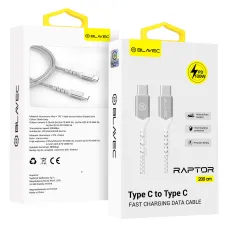 Blavec Cable Raptor fonott - Type C to Type C - PD 100W 5A 2 méter (CRA-CC5WS20) fehér-ezüst