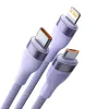 Baseus Cable Flash Series II 3 in 1 - USB + Type C to Type C, Lightning, Micro USB - 100W 1,2 méter (CASS030105) lila - 0. kép