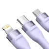 Baseus Cable Flash Series II 3 in 1 - USB + Type C to Type C, Lightning, Micro USB - 100W 1,2 méter (CASS030105) lila - 1. kép
