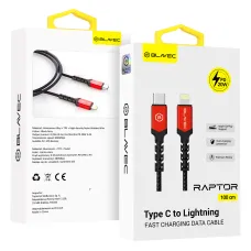 Blavec Cable Raptor fonott - Type C to Lightning - PD 20W 2,4A 1 méter (CRA-CL24BR10) fekete-piros