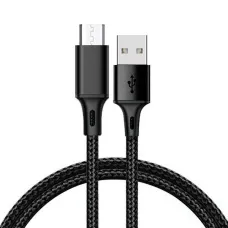 Kábel TÍPUS 2 - USB to Micro USB - fém csatlakozók QC 3.0 1 méter fekete