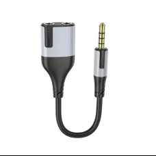 Borofone Cable BL19 Creator 2 az 1-ben - jack 3,5mm apa -> 2x jack 3,5mm anya - 15 cm fekete
