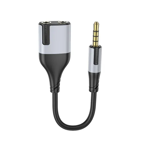 Borofone Cable BL19 Creator 2 az 1-ben - jack 3,5mm apa -> 2x jack 3,5mm anya - 15 cm fekete