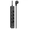 KAKU hálózati elosztó - 4 aljzat 230V + 3xUSB + Type C - fekete - 0. kép