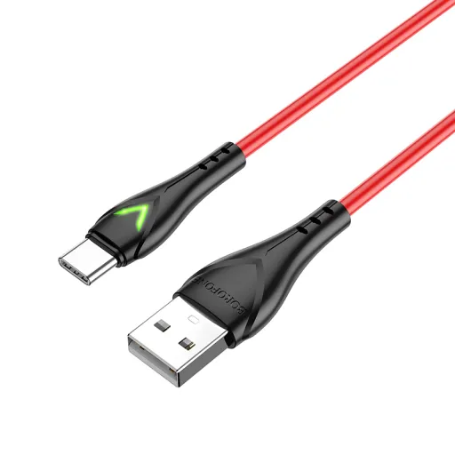 Borofone BX65 Bright kábel - USB to Type C - 2A 1 méter piros
