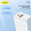 Foneng fali töltő EU42 GaN - USB + Type C - PD 20W 3A fehér - 1. kép