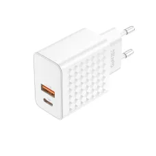 Foneng fali töltő EU42 GaN - USB + Type C - PD 20W 3A fehér
