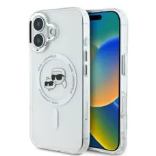 Karl Lagerfeld IML K&CH Heads Metal Frame MagSafe tok iPhone 16 Plus-hoz átlátszó