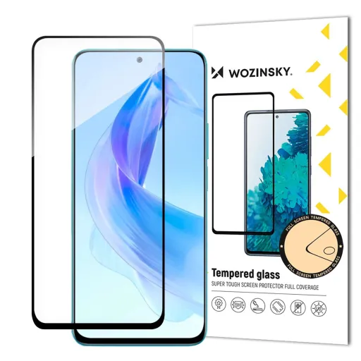 Wozinsky Full Glue edzett üvegfólia Honor 90 Lite/X50i készülékhez, teljes képernyő lefedéssel – fekete üvegfólia