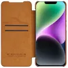 Nillkin Qin Leather Pro iPhone 14 Plus kamera fedő fliptok barna - 0. kép