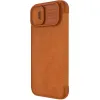 Nillkin Qin Leather Pro iPhone 14 Plus kamera fedő fliptok barna - 1. kép