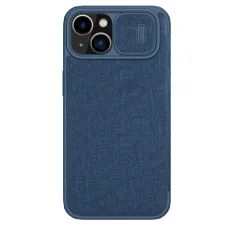 Nillkin Qin Cloth Pro Case tok iPhone 14 kamera takaróval fliptok kék