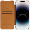 Nillkin Qin Leather Pro iPhone 14 Pro kameravédő fliptok barna - 0. kép