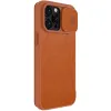 Nillkin Qin Leather Pro tok iPhone 14 Pro Max Kamera Fedél Tok Flip Tok Barna - 4. kép