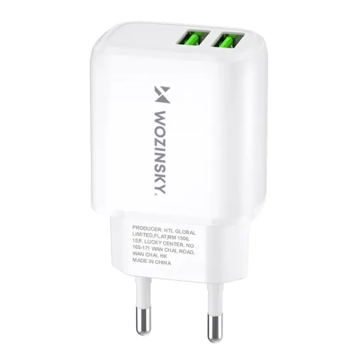 Wozinsky CUWCW 2.4A 2 x USB-A hálózati töltő adapter - fehér