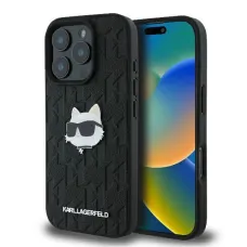 Karl Lagerfeld Monogram Choupette Head Pin iPhone 16 Pro Max tok - Fekete