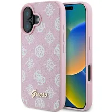 Guess Peony Script Logo MagSafe iPhone 16 Plus tok - Rózsaszín