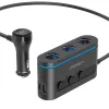 Choetech TC0021 autós töltő 2x USB-C PD 1x USB-A QC 3x szivargyújtó aljzat - fekete - 0. kép