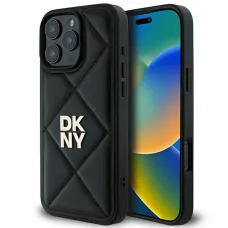 DKNY Steppelt Halmozott Logós iPhone 16 Pro Max Tok - Fekete