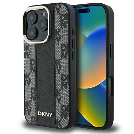 DKNY Kockás Minta Magsafe iPhone 16 Pro Max Tok - Fekete