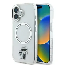 Karl Lagerfeld IML Karl és Choupette MagSafe átlátszó tok iPhone 16 Plus-hoz