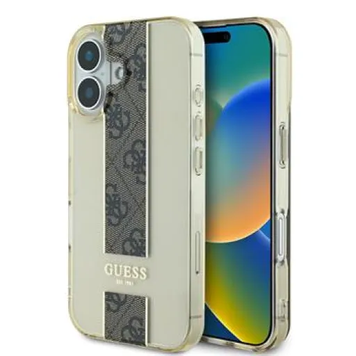 Guess IML Middle 4G Stripe tok iPhone 16-hoz Barna