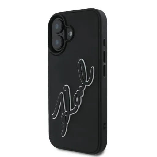 Karl Lagerfeld 3D Rubber Signature iPhone 16 tok - Fekete