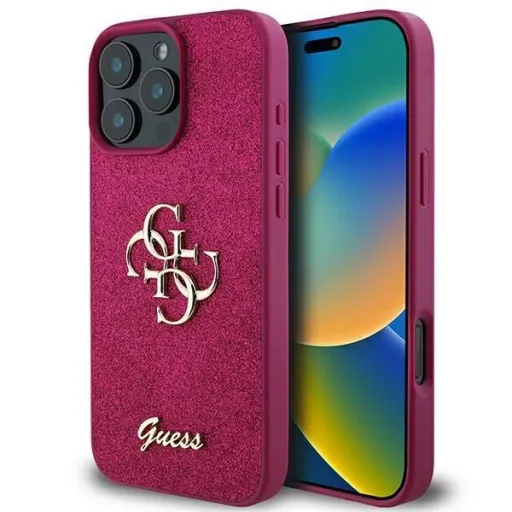 Guess Glitter Script Big 4G iPhone 16 Pro tok - Lila