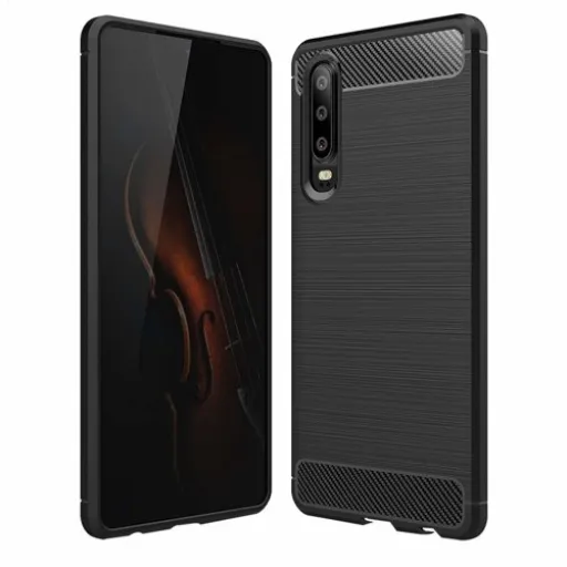 Huawei P30 Carbon mintájú TPU tok fekete