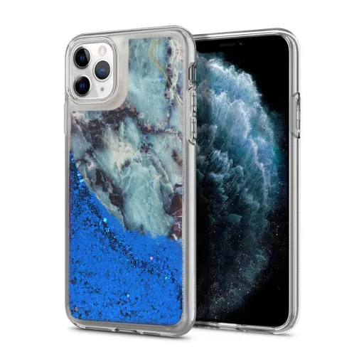 Folyékony flitteres mintájú TPU tok iPhone 11 Pro kék