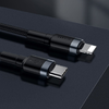 Baseus Cafule Nylon harisnyázott USB-Type C PD/ Lightning kábel 18W QC3.0 1m fekete/piros (CATLKLF-91) - 1. kép