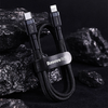 Baseus Cafule Nylon harisnyázott USB-Type C PD/ Lightning kábel 18W QC3.0 1m fekete/piros (CATLKLF-91) - 3. kép