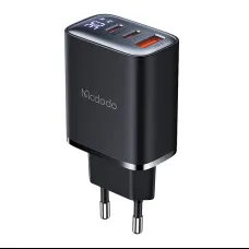 Mcdodo CH-2180 digitális kijelzős hálózati töltő 2xUSB-C + USB-A, 30W (fekete)