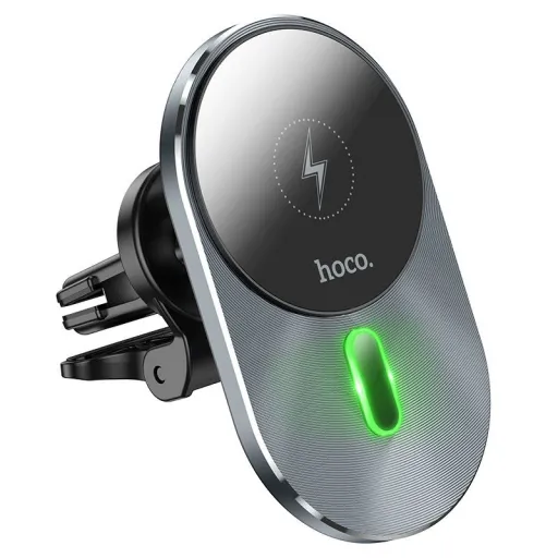 HOCO autós tartó vezeték nélküli töltéssel, MagSafe kompatibilis, szellőzőrácsra szerelhető 15W CA91 szürke