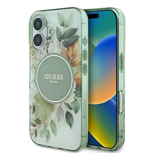 Guess IML Flower & Tonal Circle MagSafe tok iPhone 16 - zöld