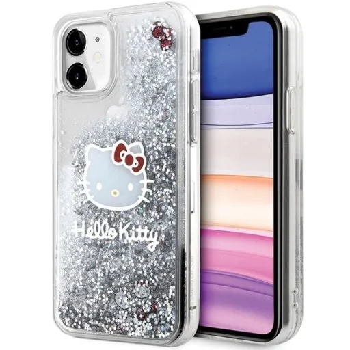 Hello Kitty Liquid Glitter Charms Kitty Head tok iPhone 11 - Ezüst